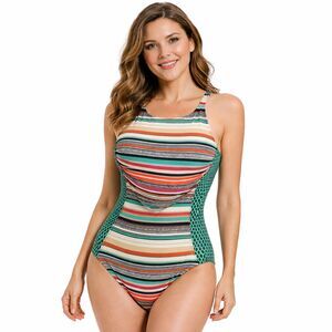 One Piece Swimsuit Size 12 Multi Color Paradise Bay
